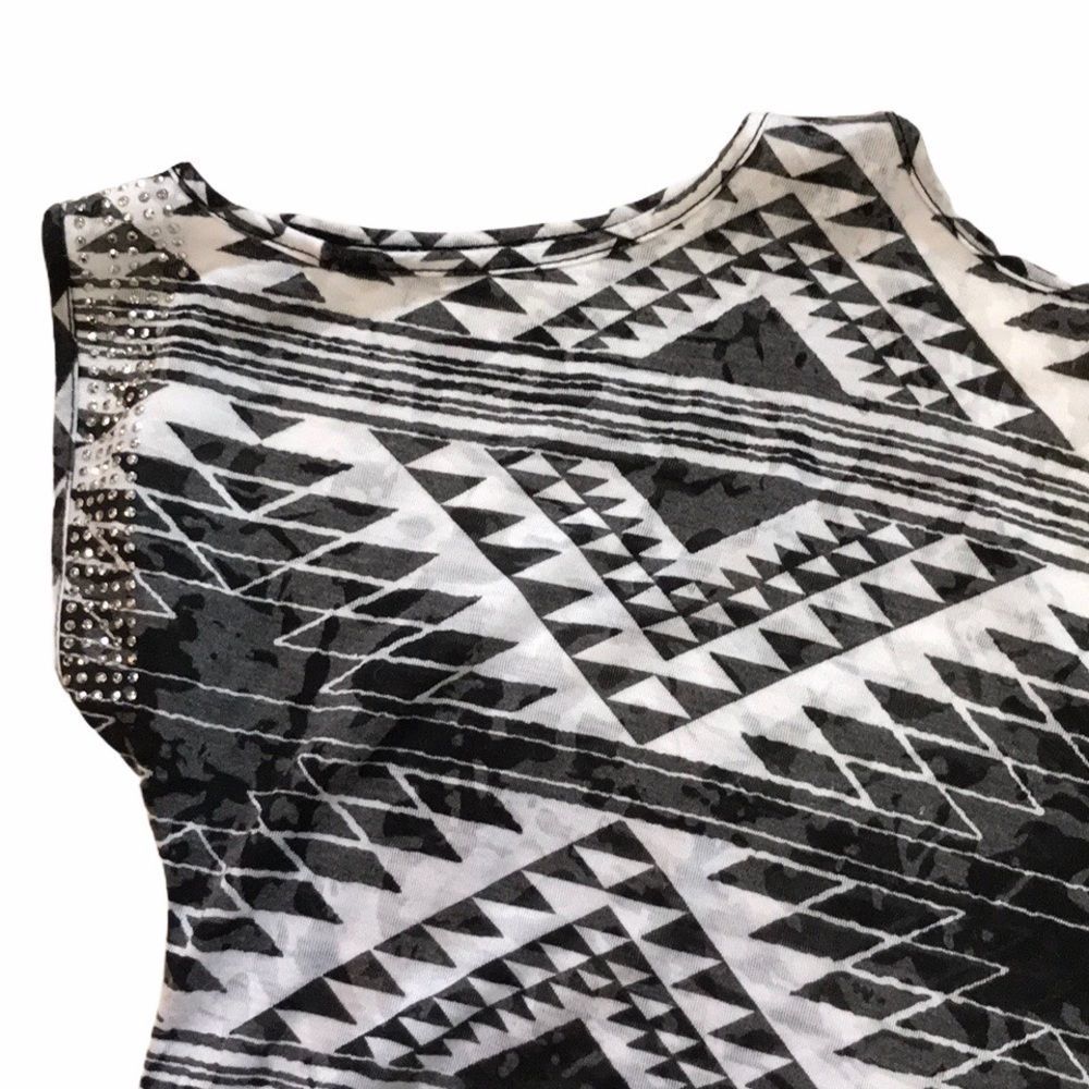 INC Cold Shoulder Aztec Print Rhinestone Tee - Picture 9 of 11